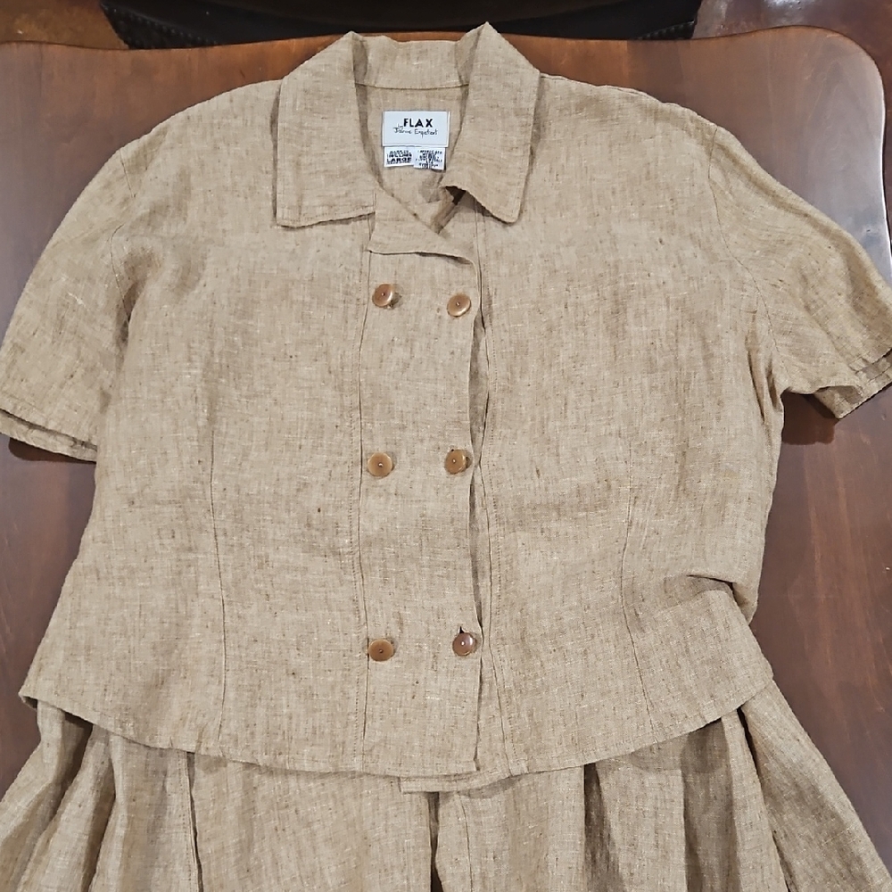 Flax Tan Linen 2 Piece Flowy Summer Wear